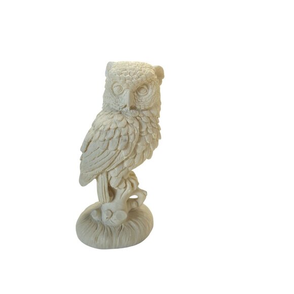 Vintage A. Santini Alabaster Cream White Owl Sculpture Made In Italy - Picture 1 of 6